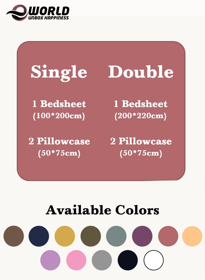 Eworld 3 Piece Luxury Maroon Striped Bed Sheet Set with 1 Deep Pocket Fitted Sheet and 2 Pillowcases for Hotel and Home Crafted from Ultra Soft and Breathable Microfiber for Year-Round Comfort, (Single/Double) - Image 2